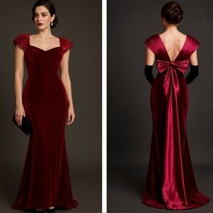 Vintage Jordan Fashions Burgundy Velvet Dress